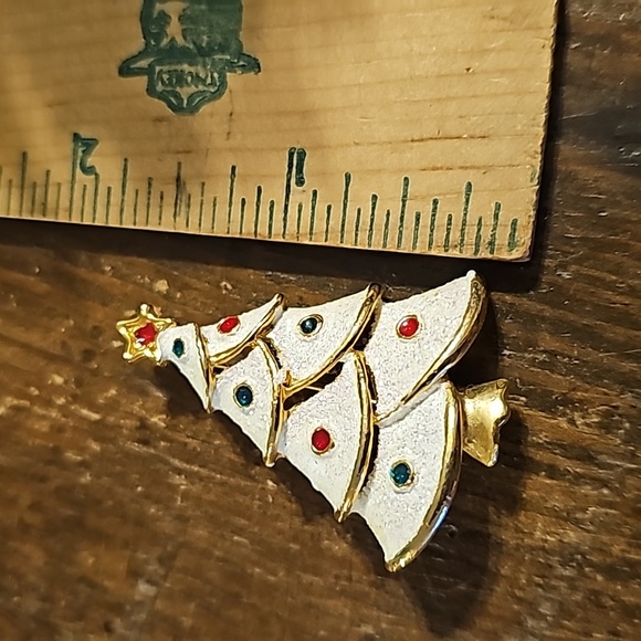 VINTAGE Glitter Christmas Tree Brooch - Picture 8 of 13